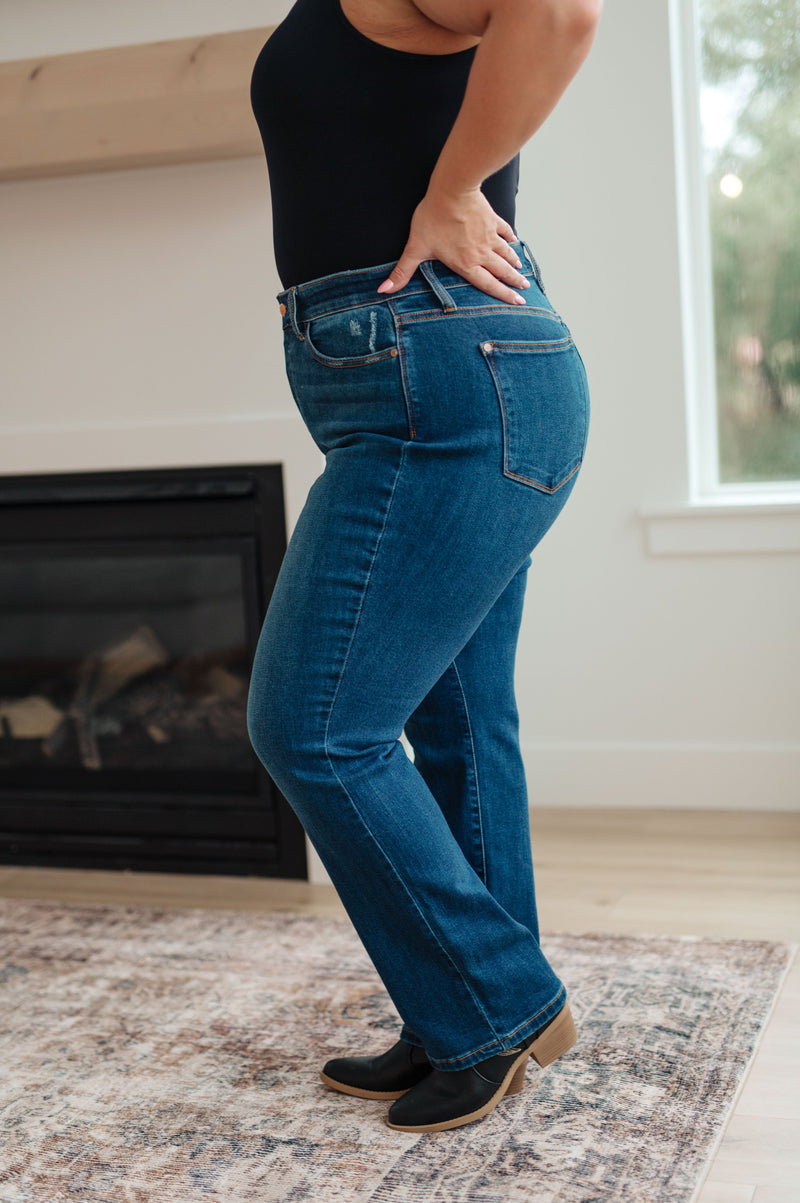 Hazel Blues® |  Pippa High Rise Button Fly Straight Jeans