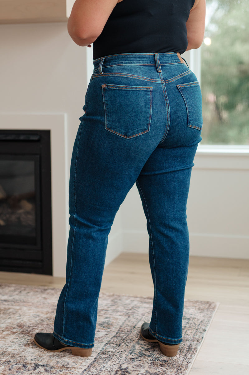 Hazel Blues® |  Pippa High Rise Button Fly Straight Jeans