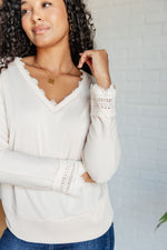 Hazel Blues® |  Piqued Interest Lace Trim V Neck Top