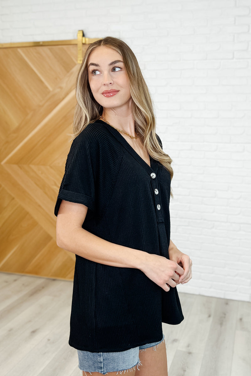 Hazel Blues® |  Plain and Sassy V-Neck Tee in Black