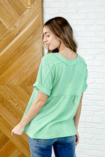 Hazel Blues® |  Plain and Sassy V-Neck Tee in Mint Green