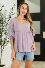 Hazel Blues® |  Pleasantly Perfect Bubble Sleeve Peasant Blouse