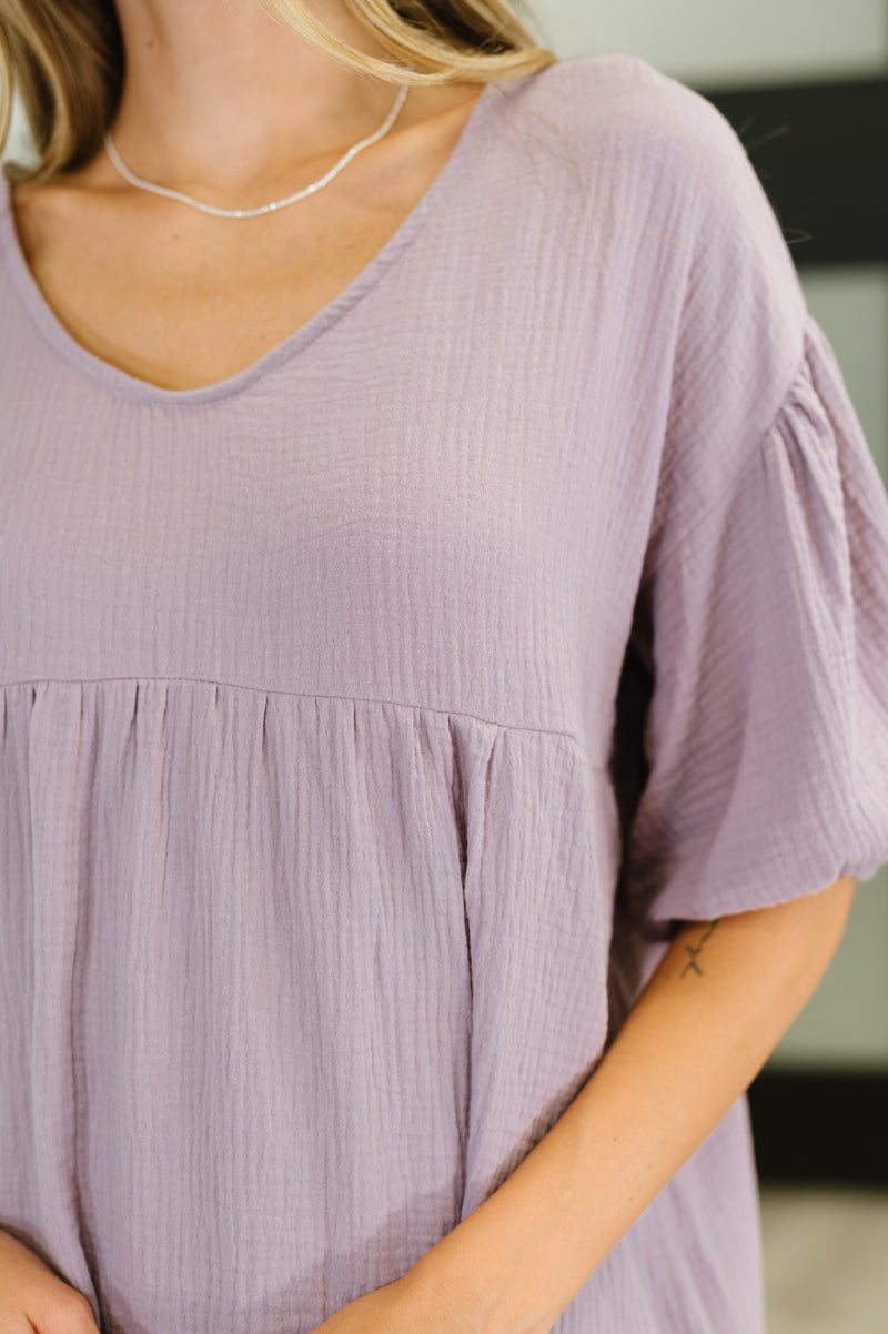 Hazel Blues® |  Pleasantly Perfect Bubble Sleeve Peasant Blouse