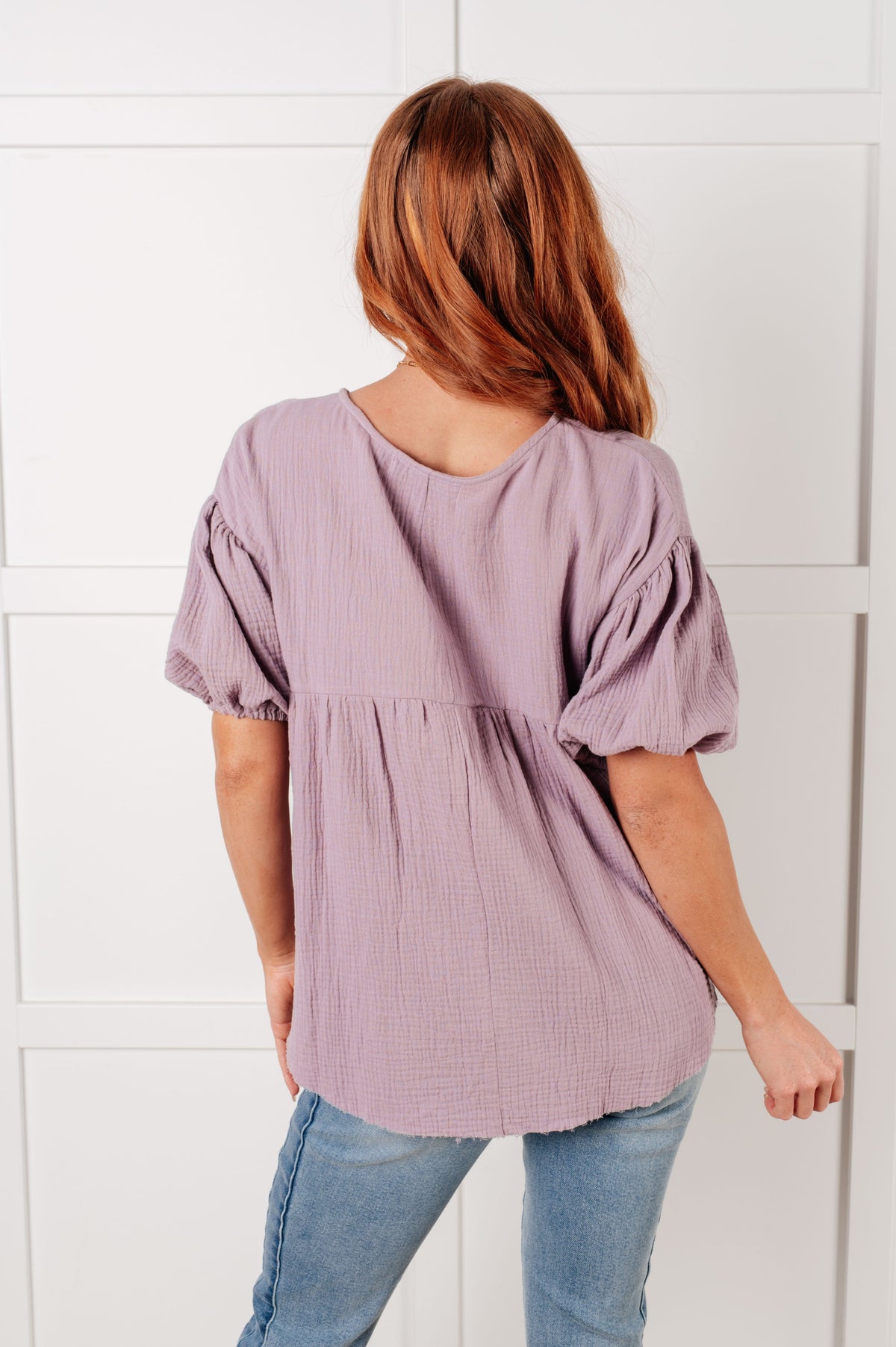 Hazel Blues® |  Pleasantly Perfect Bubble Sleeve Peasant Blouse