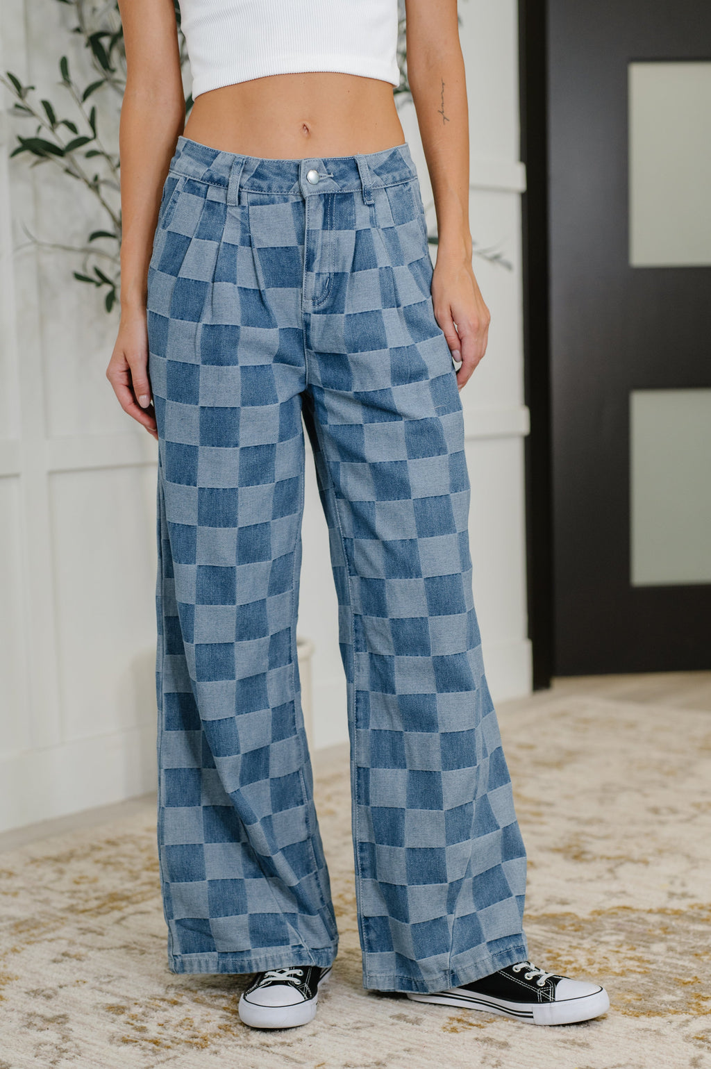 Hazel Blues® |  PREORDER: Please Detail Wide Leg Checkered Bottoms