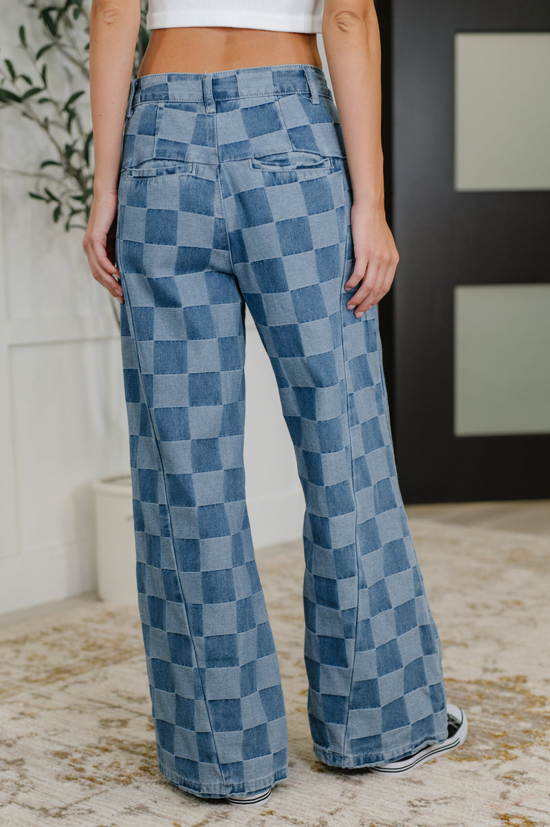 Hazel Blues® |  PREORDER: Please Detail Wide Leg Checkered Bottoms