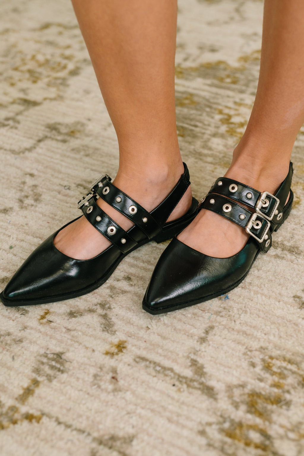 Hazel Blues® |  Pop of Color Pointy Toe Slip On in Black
