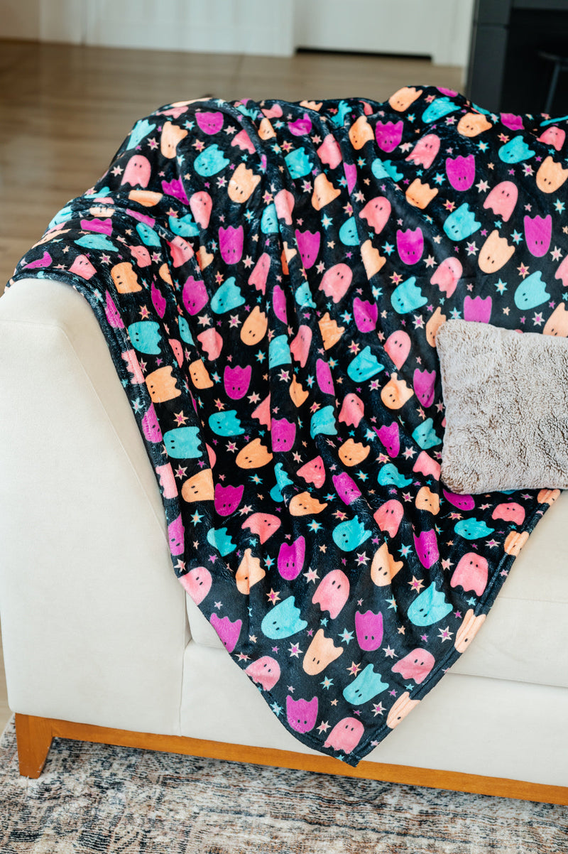 Hazel Blues® |  PREORDER: Halloween Fleece Blanket in Neon Ghosts