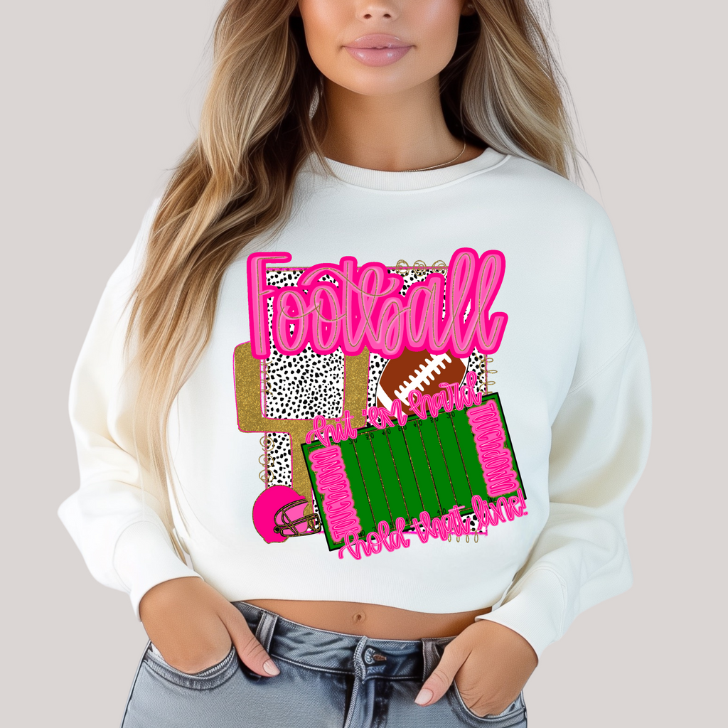 Hazel Blues® |  Preppy Stadium in White Sweatshirt