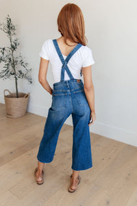 Hazel Blues® |  Priscilla High Rise Crop Wide Leg Denim Overalls