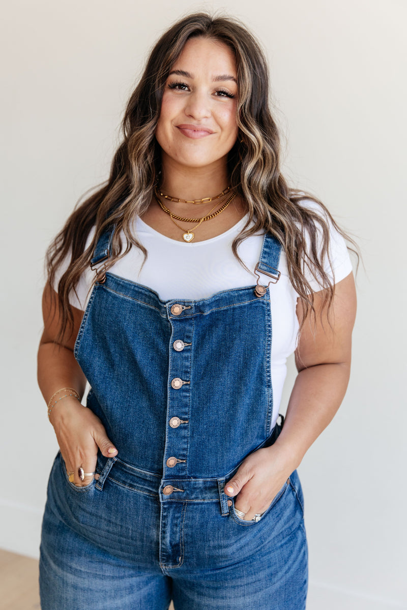 Hazel Blues® |  Priscilla High Rise Crop Wide Leg Denim Overalls