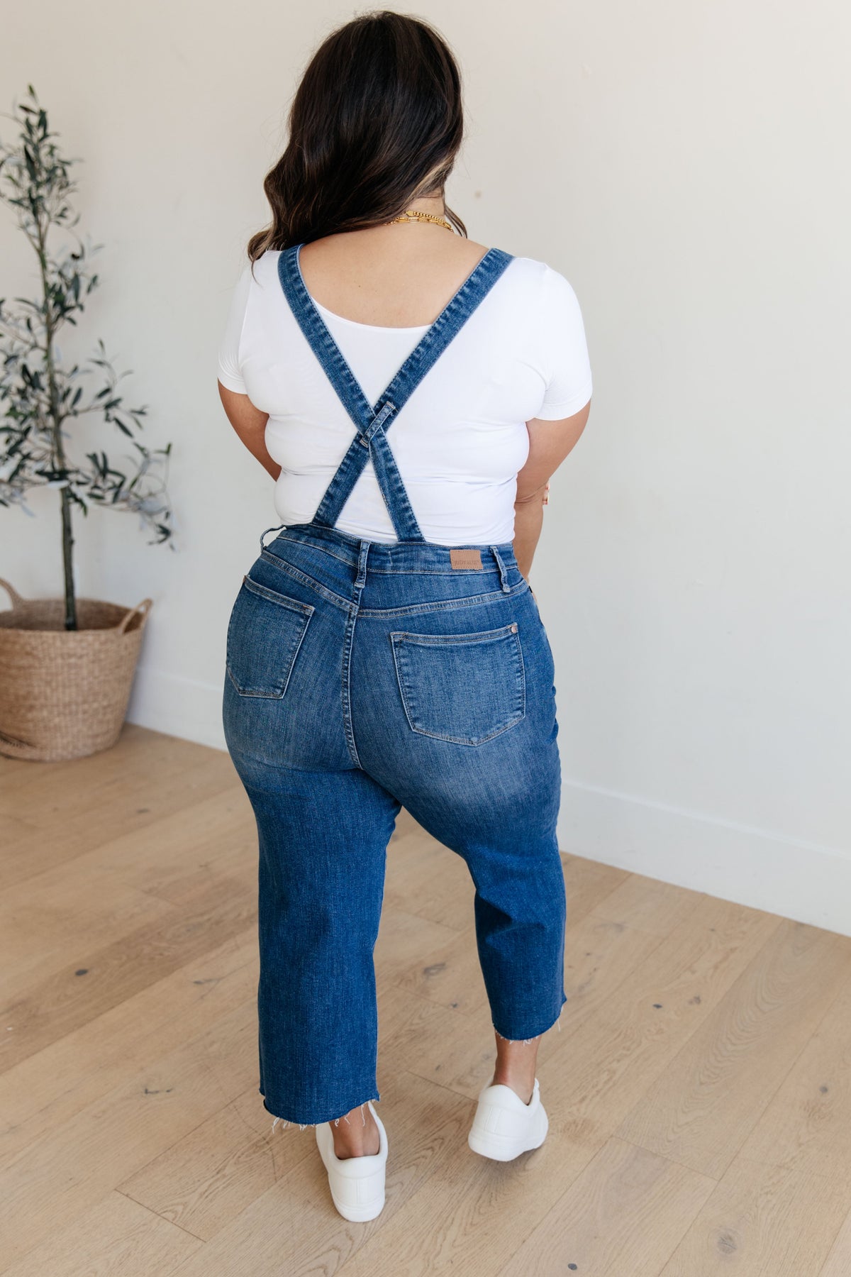 Hazel Blues® |  Priscilla High Rise Crop Wide Leg Denim Overalls