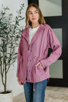 Hazel Blues® |  Puddle Jumper Full Front Zip Up Jacket in Mauve