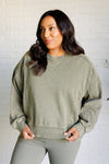 Hazel Blues® |  Quick Fix Mineral Wash Crew Neck Pullover in Army Green