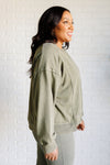 Hazel Blues® |  Quick Fix Mineral Wash Crew Neck Pullover in Army Green