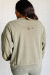 Hazel Blues® |  Quick Fix Mineral Wash Crew Neck Pullover in Army Green