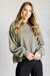 Hazel Blues® |  Quick Fix Mineral Wash Crew Neck Pullover in Army Green