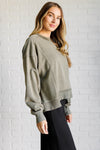 Hazel Blues® |  Quick Fix Mineral Wash Crew Neck Pullover in Army Green