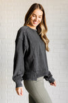 Hazel Blues® |  Quick Fix Mineral Wash Crew Neck Pullover in Black