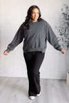 Hazel Blues® |  Quick Fix Mineral Wash Crew Neck Pullover in Black