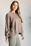Hazel Blues® |  Quick Fix Mineral Wash Crew Neck Pullover in Mocha