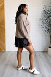 Hazel Blues® |  Quick Fix Mineral Wash Crew Neck Pullover in Mocha