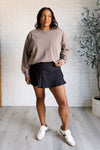 Hazel Blues® |  Quick Fix Mineral Wash Crew Neck Pullover in Mocha