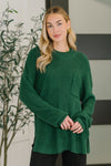 Hazel Blues® |  Quick Nap Textured Pullover in Hunter Green