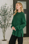 Hazel Blues® |  Quick Nap Textured Pullover in Hunter Green