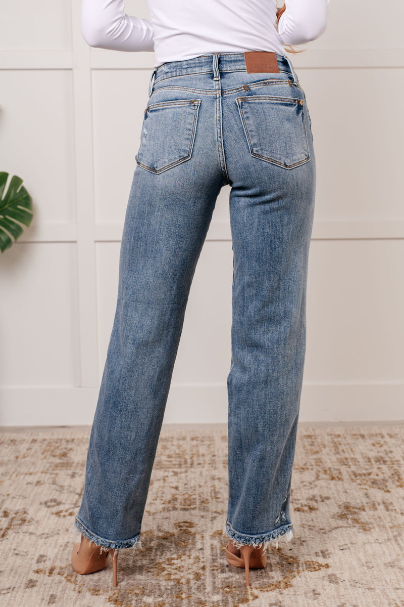 Hazel Blues® |  Quinn Mid Rise Cell Phone Pocket Dad Jeans