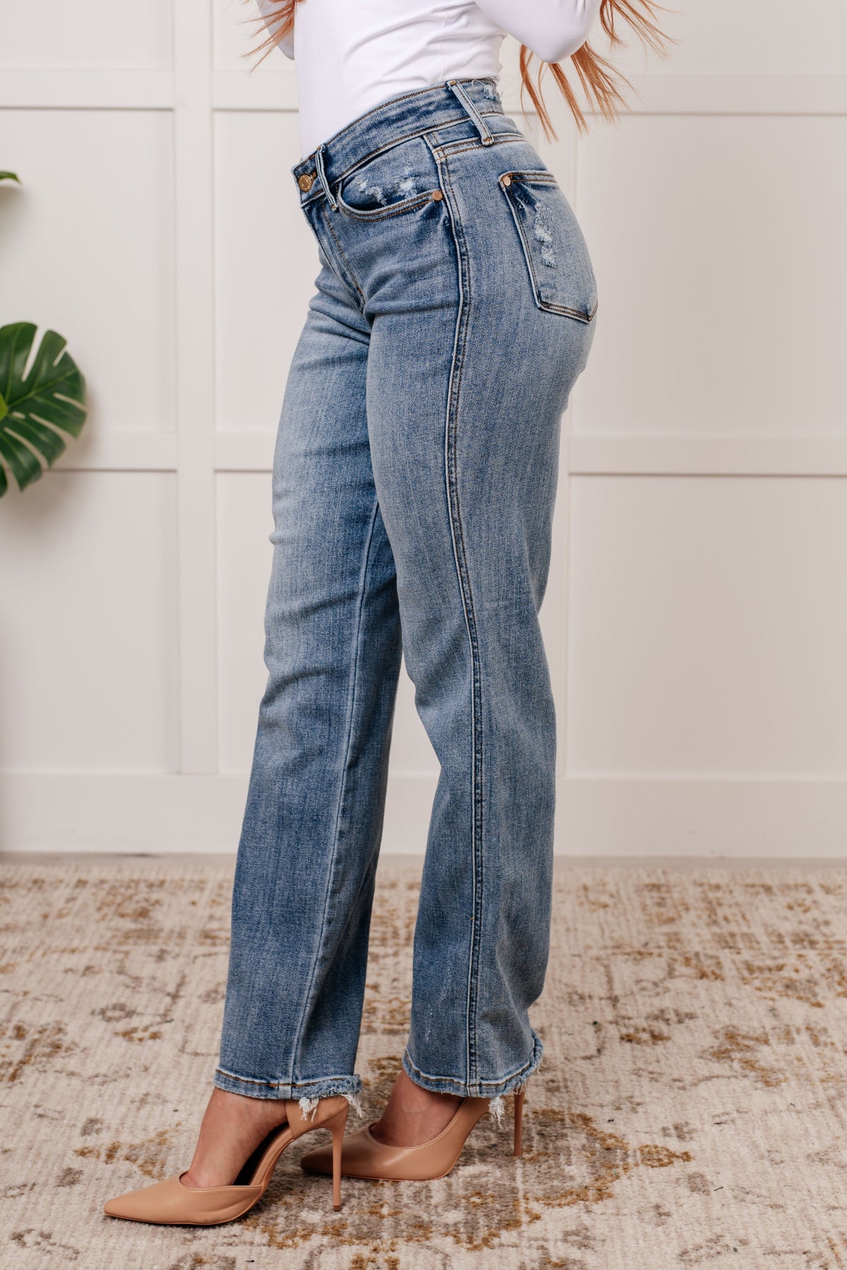 Hazel Blues® |  Quinn Mid Rise Cell Phone Pocket Dad Jeans