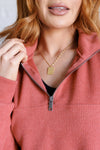 Hazel Blues® |  Quite the Impression Half Zip Pullover in Rust