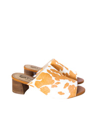 Hazel Blues® |  Richwood Peeptoe Tan and White Cowhide Slide