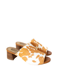 Hazel Blues® |  Richwood Peeptoe Tan and White Cowhide Slide