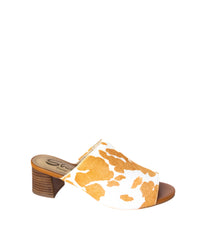 Hazel Blues® |  Richwood Peeptoe Tan and White Cowhide Slide