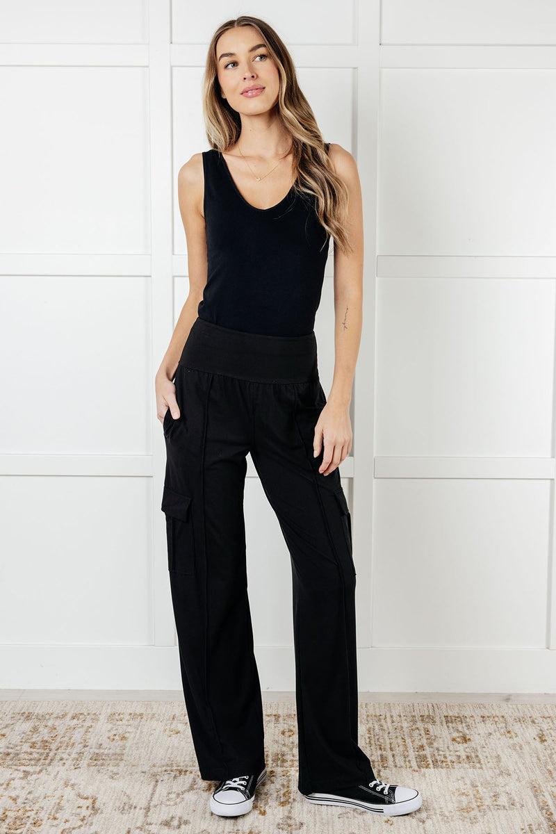 Hazel Blues® |  Race to Relax Cargo Pants in Black