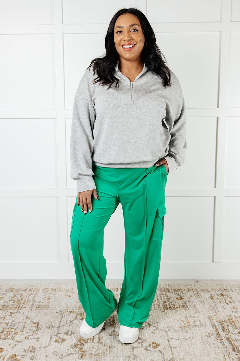 Hazel Blues® |  Race to Relax Cargo Pants in Emerald Green