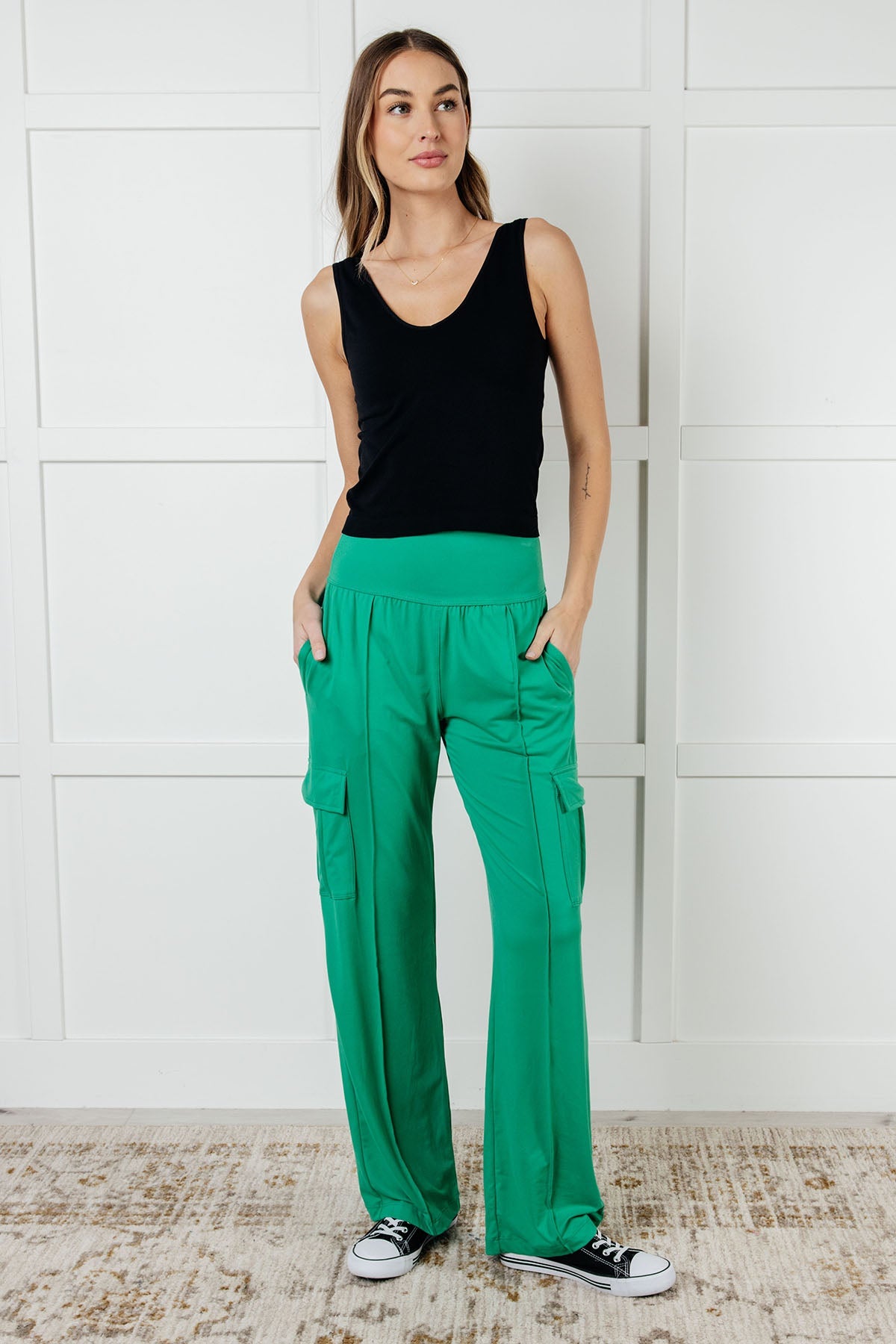 Hazel Blues® |  Race to Relax Cargo Pants in Emerald Green