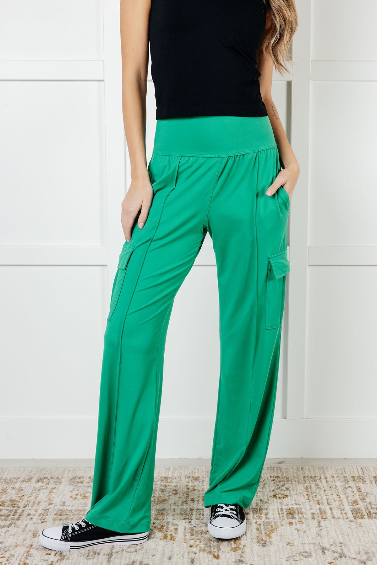 Hazel Blues® |  Race to Relax Cargo Pants in Emerald Green