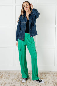 Hazel Blues® |  Race to Relax Cargo Pants in Emerald Green