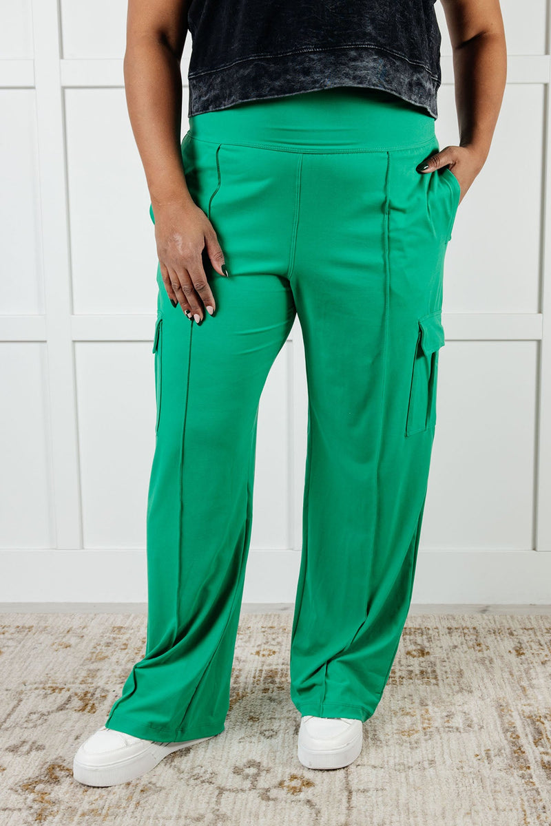 Hazel Blues® |  Race to Relax Cargo Pants in Emerald Green