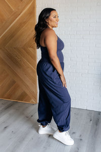 Hazel Blues® |  Raising Heart Rate Cut Out Jumpsuit in Navy