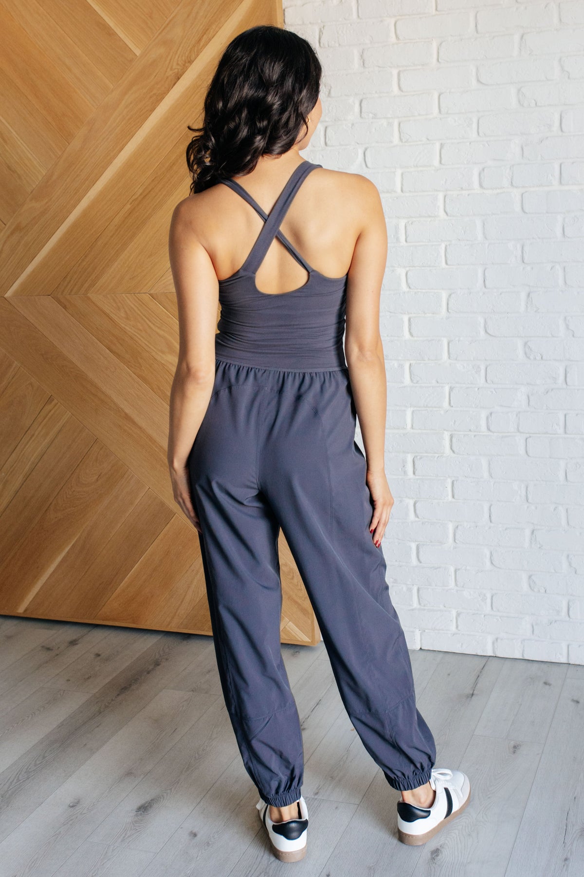 Hazel Blues® |  Raising Heart Rate Cutout Jumpsuit in Charcoal