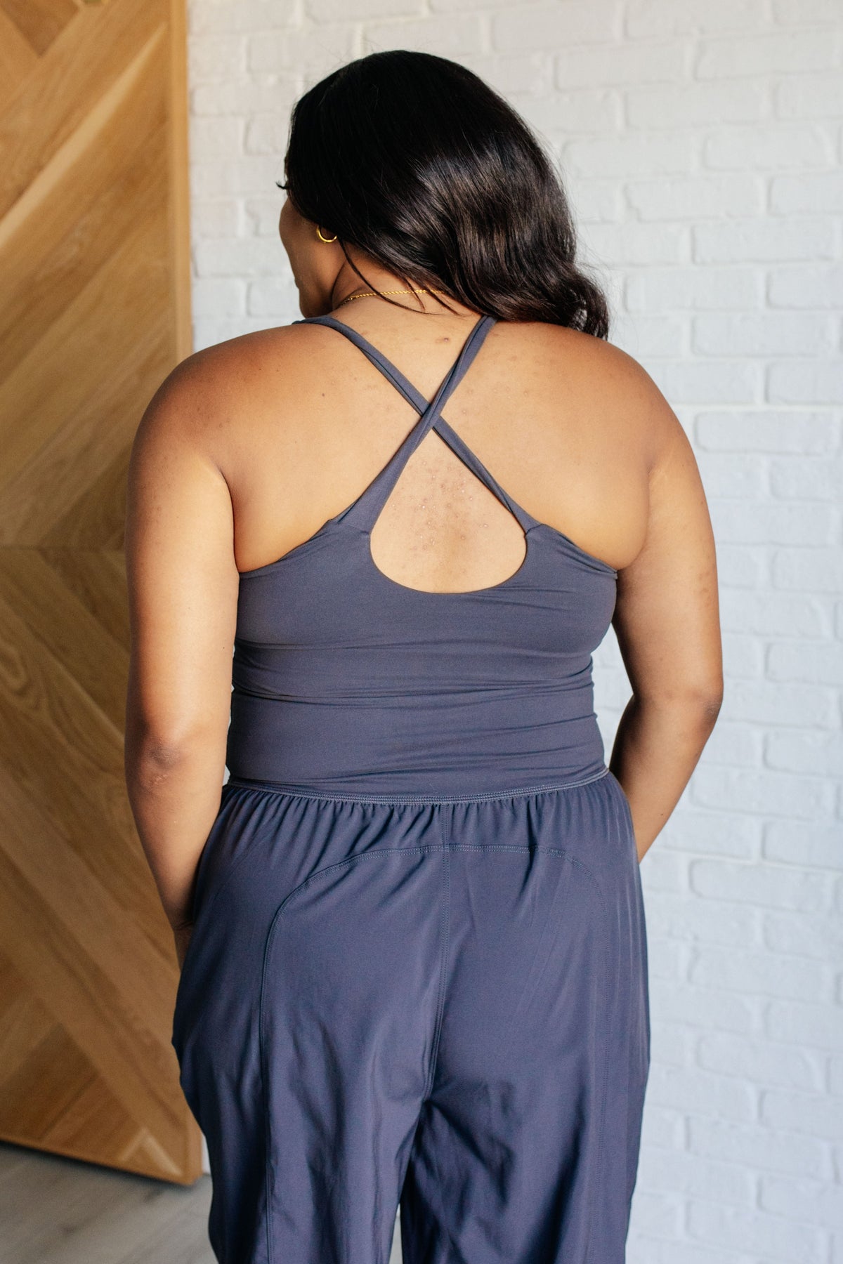 Hazel Blues® |  Raising Heart Rate Cutout Jumpsuit in Charcoal