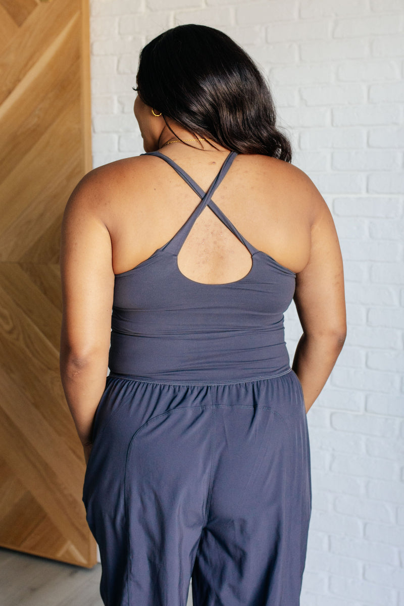 Hazel Blues® |  Raising Heart Rate Cutout Jumpsuit in Charcoal