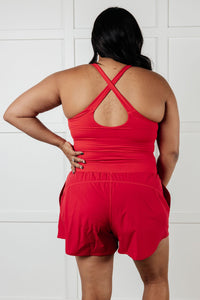 Hazel Blues® |  Raising Heart Rate Cutout Runsie In True Red