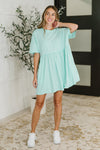 Hazel Blues® |  PREORDER: Relaxed Drop Shoulder Dress in Aqua
