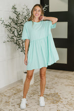 Hazel Blues® |  PREORDER: Relaxed Drop Shoulder Dress in Aqua