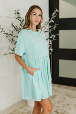 Hazel Blues® |  PREORDER: Relaxed Drop Shoulder Dress in Aqua