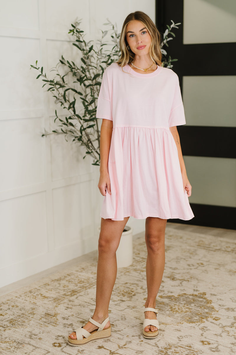 Hazel Blues® |  PREORDER: Relaxed Drop Shoulder Dress in Light Pink